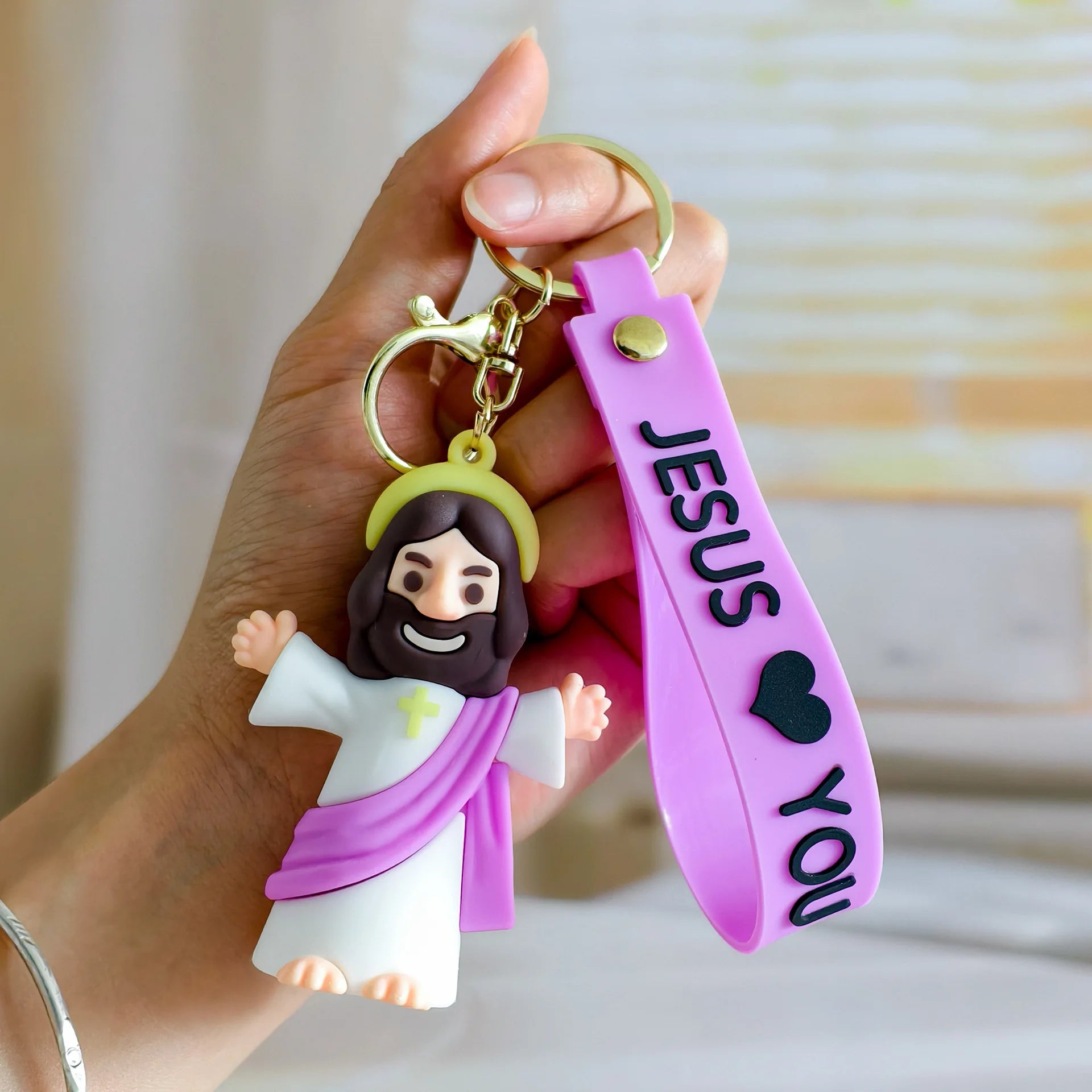 FaithAura™ Jesus Loves You Keychain ✝️💖