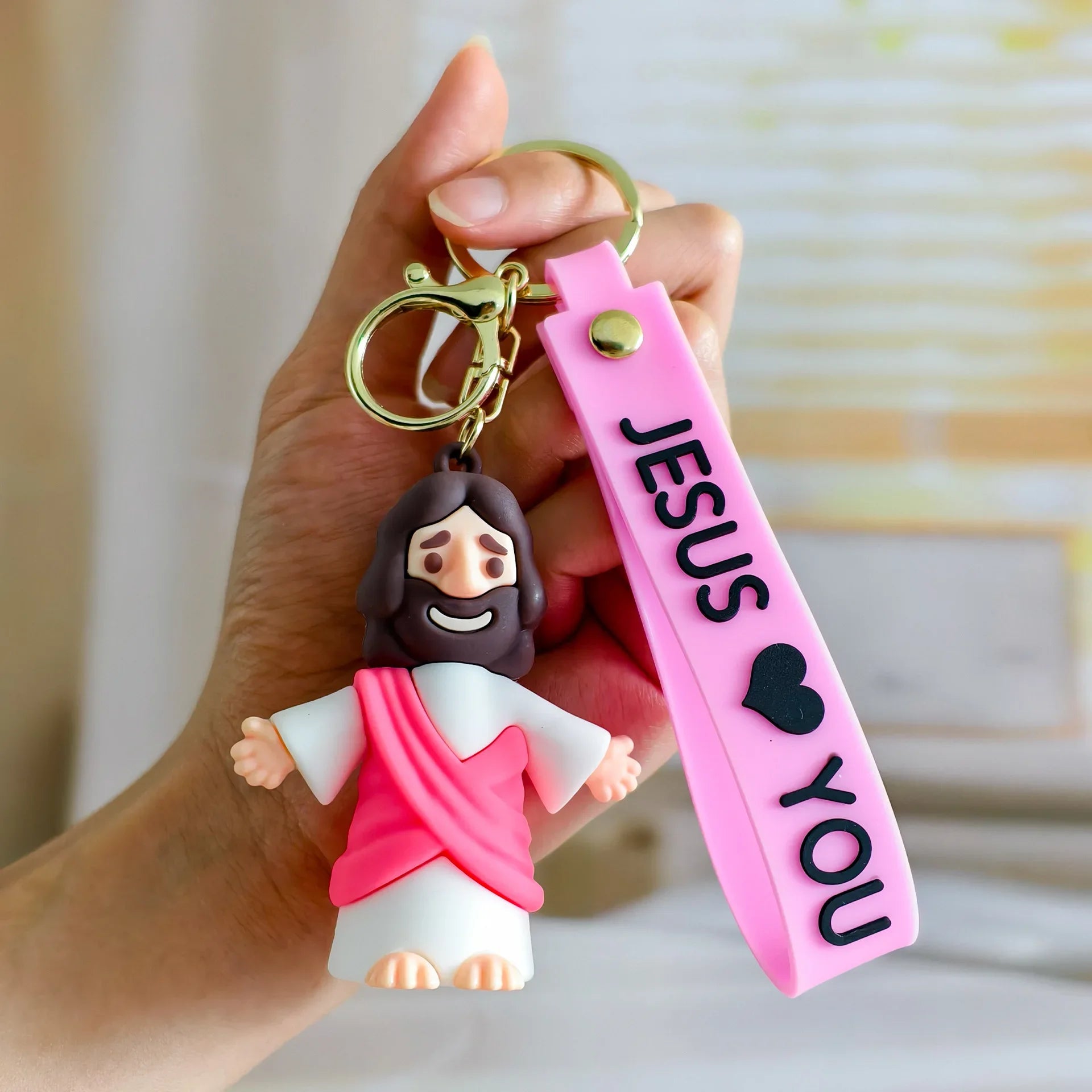 FaithAura™ Jesus Loves You Keychain ✝️💖