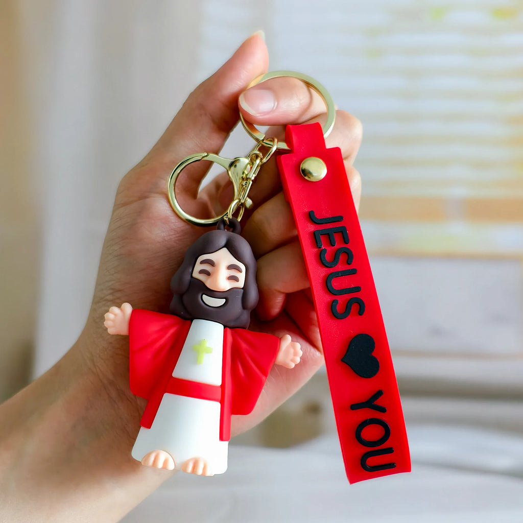 FaithAura™ Jesus Loves You Keychain ✝️💖