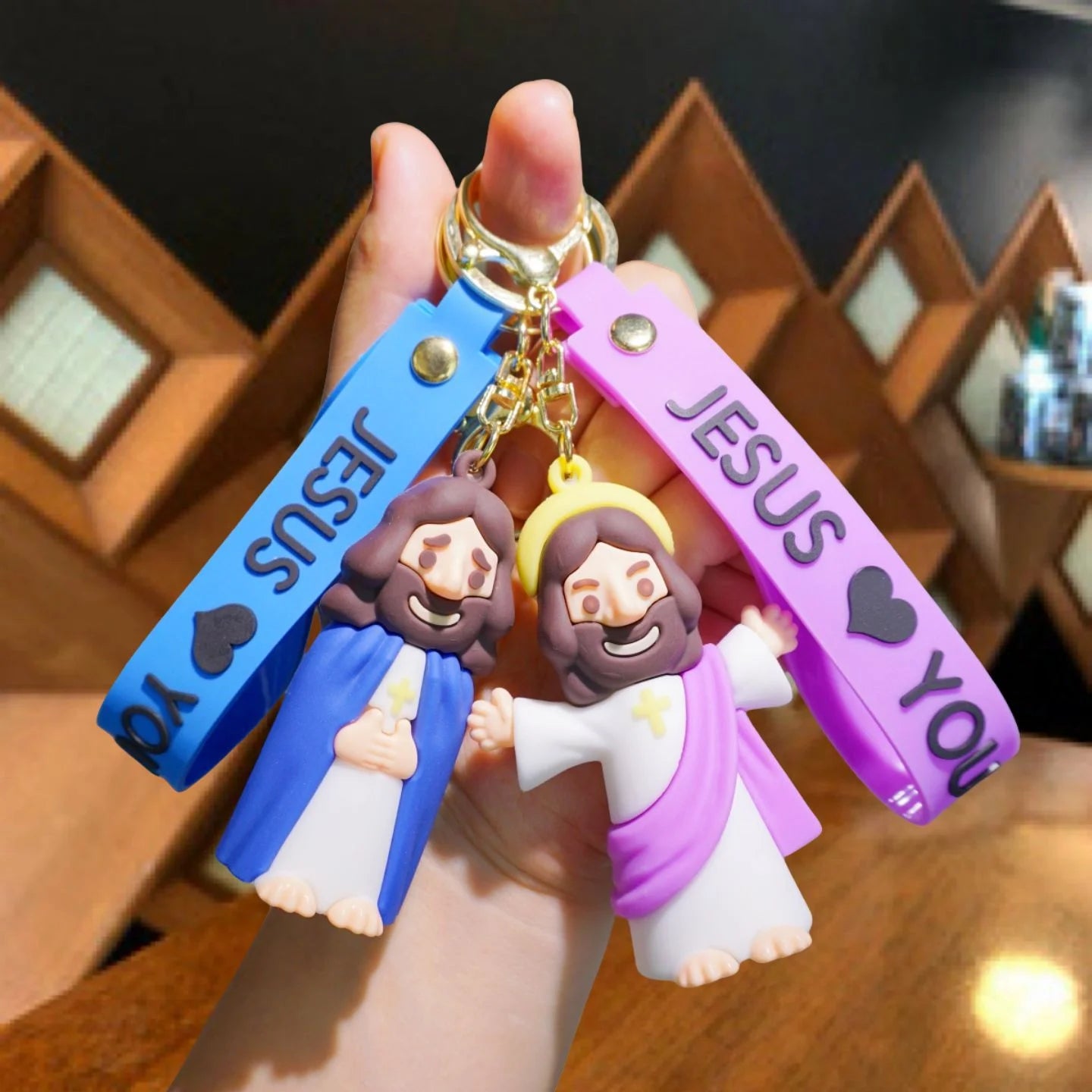 FaithAura™ Jesus Loves You Keychain ✝️💖