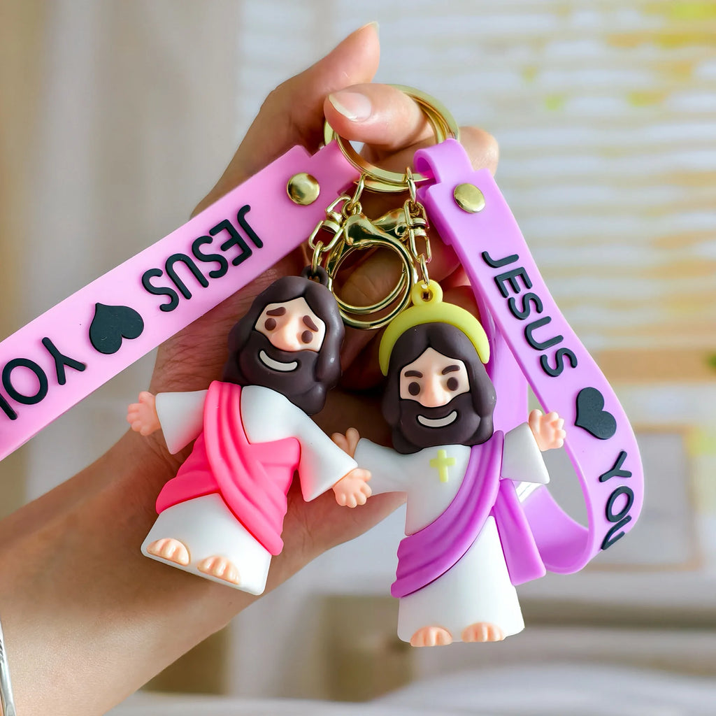 FaithAura™ Jesus Loves You Keychain ✝️💖